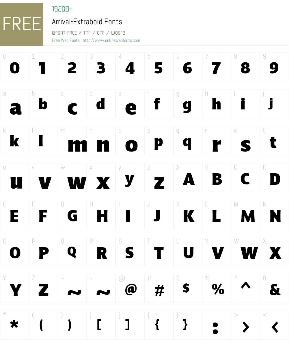 Arrival Extrabold Font Screenshots