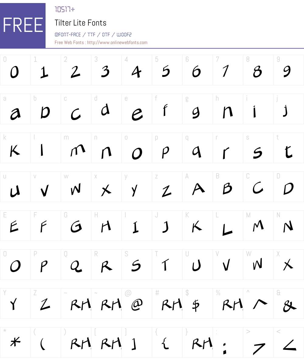Tilter Lite Font Screenshots