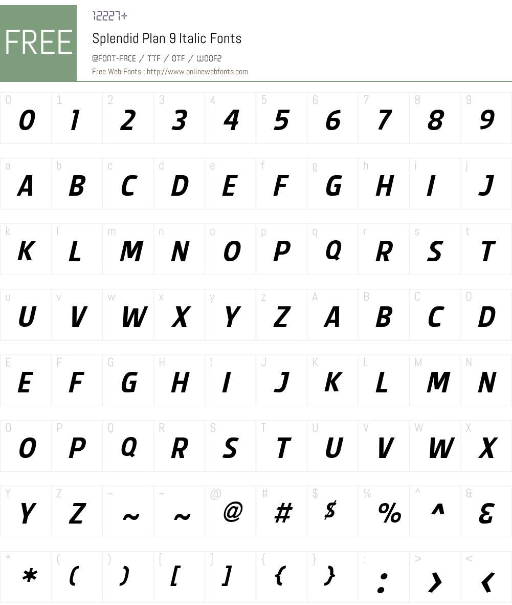 Splendid Plan 9 Font Screenshots