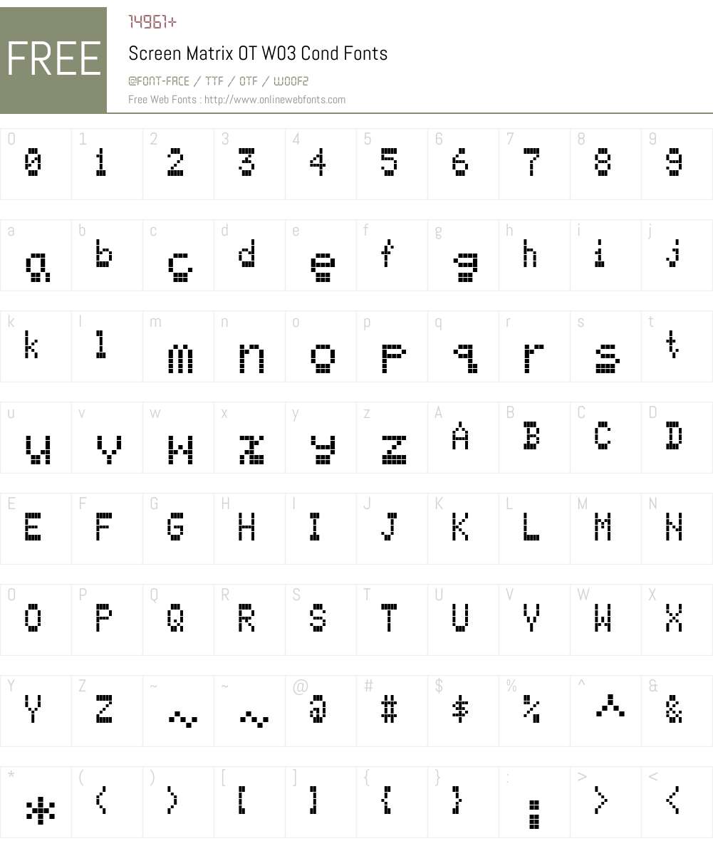 FF Screen Matrix Font Screenshots