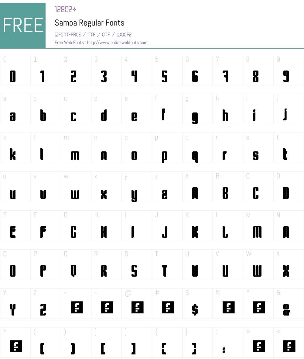 Samoa Font Screenshots