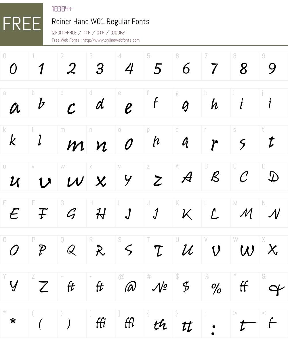 ReinerHandW01-Regular Font Screenshots