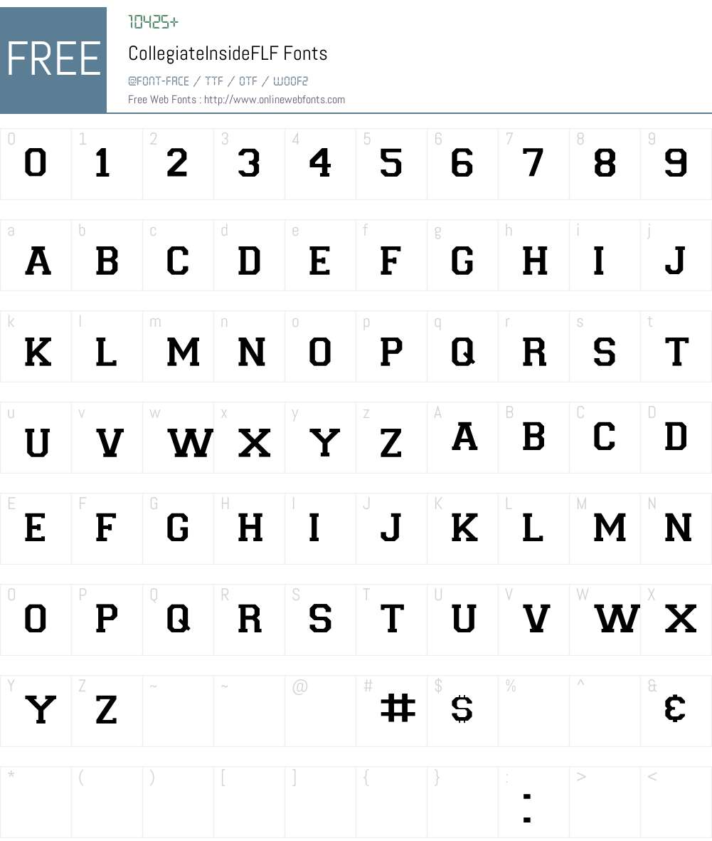 CollegiateInsideFLF Font Screenshots