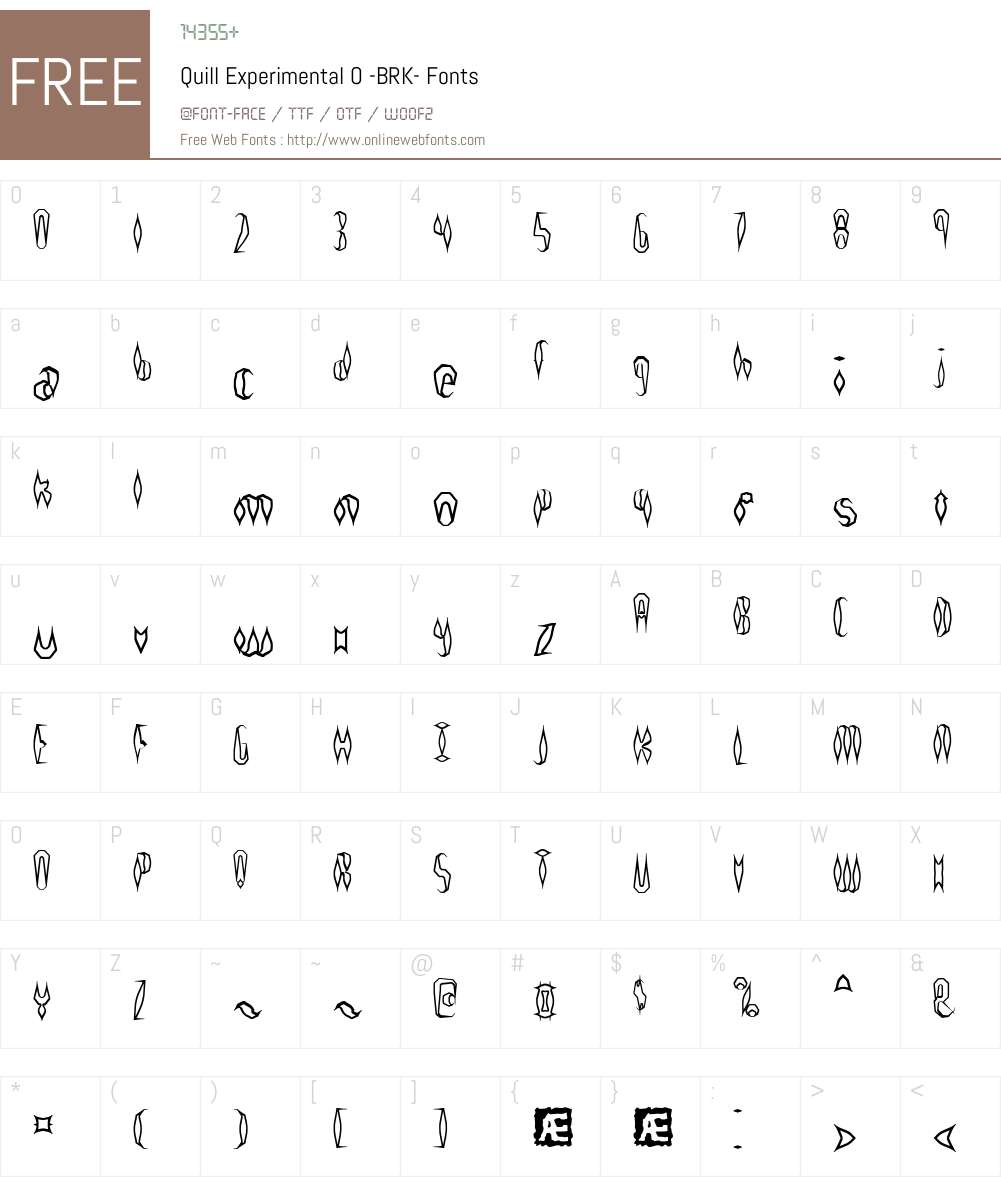 Quill Experimental O (BRK) Font Screenshots