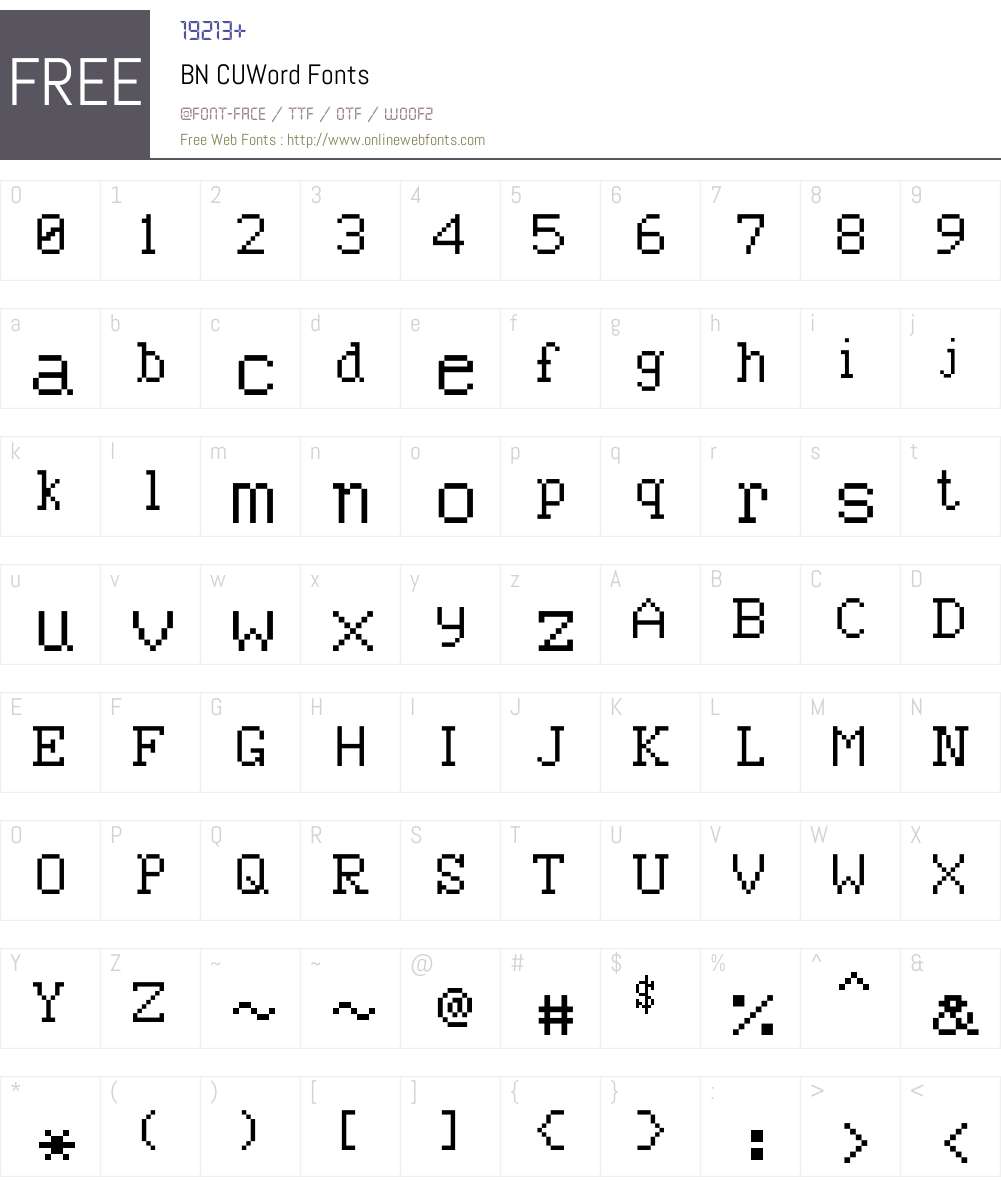 BN CUWord Font Screenshots