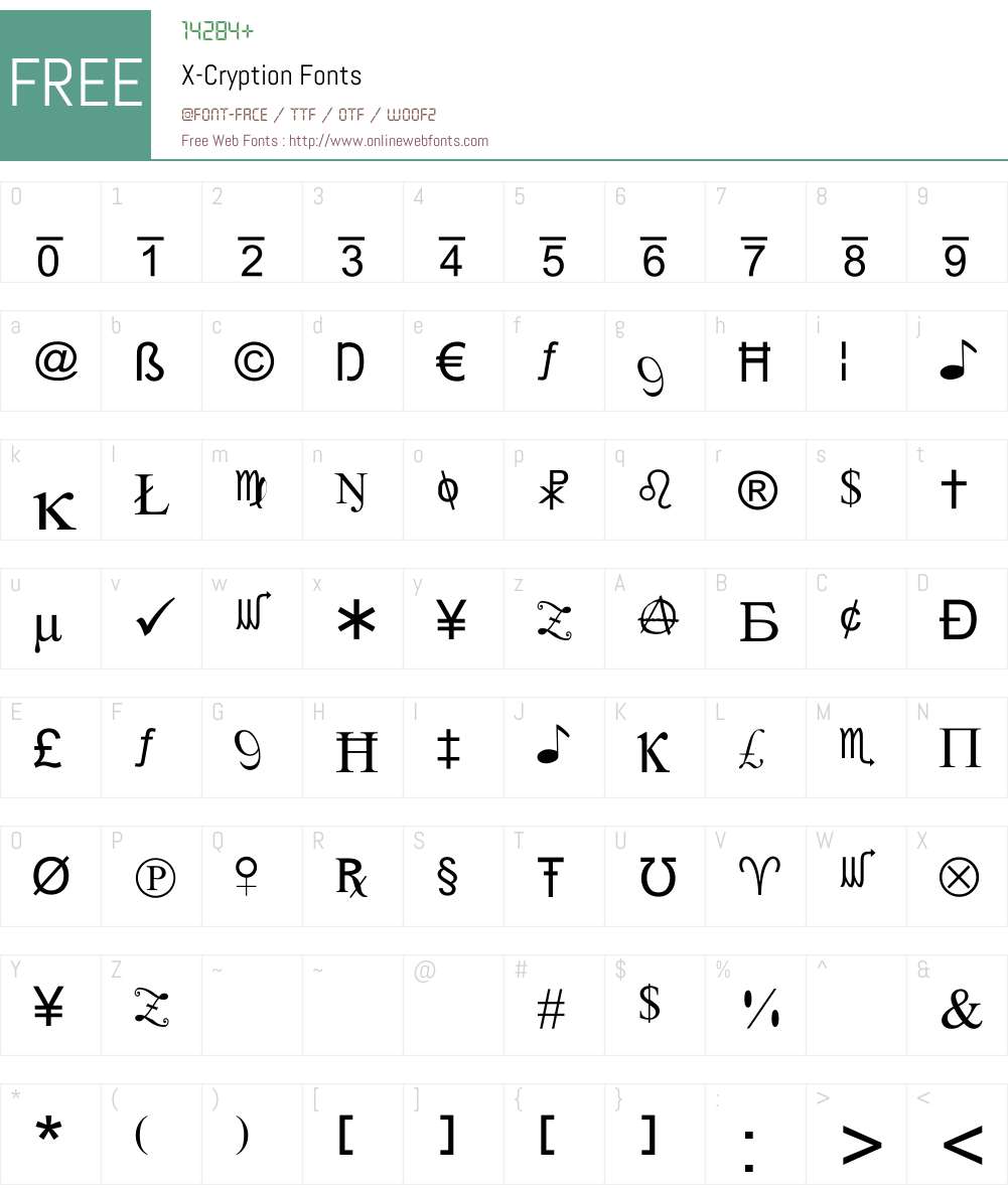 X-Cryption Font Screenshots