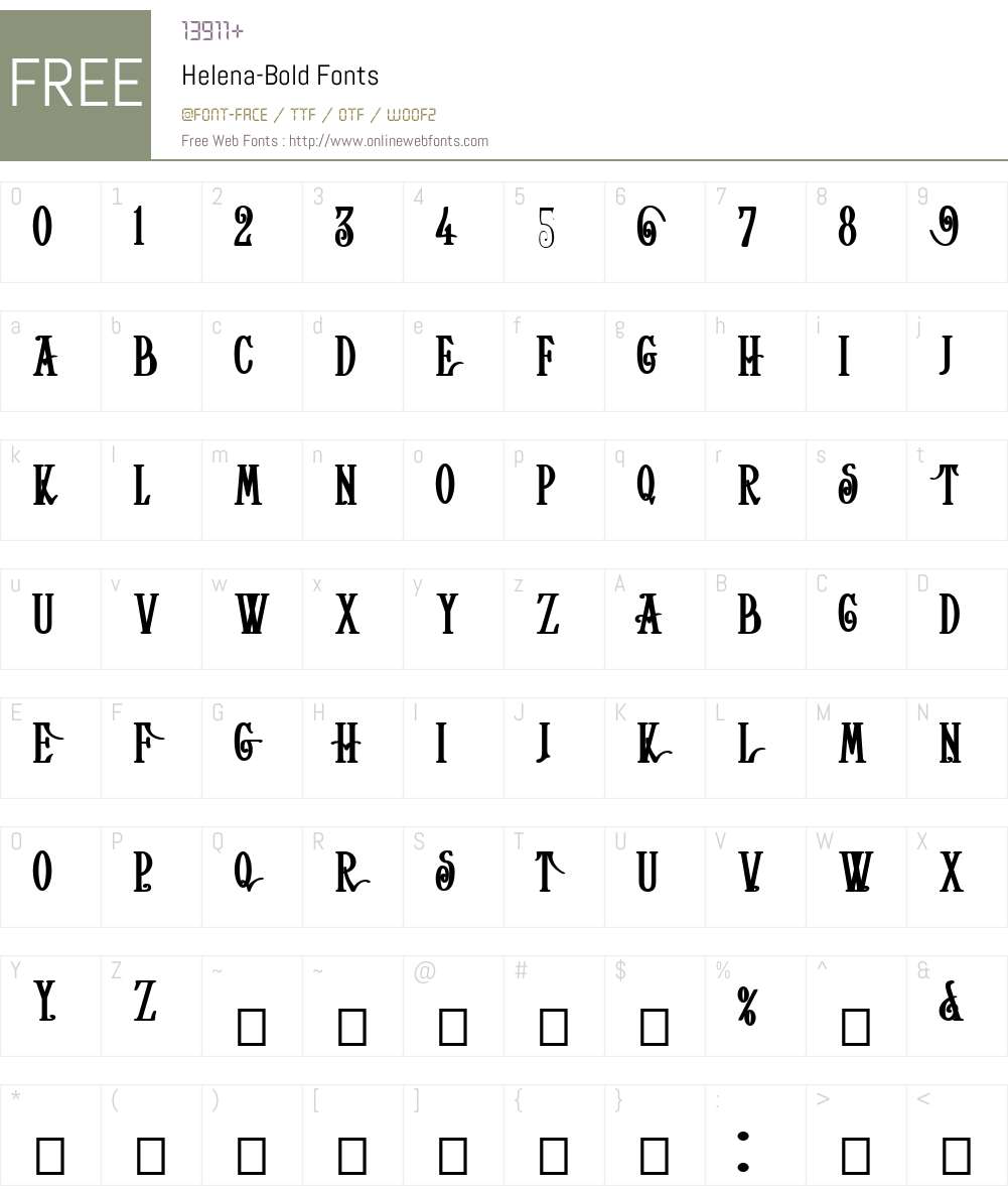 Helena-Bold Font Screenshots