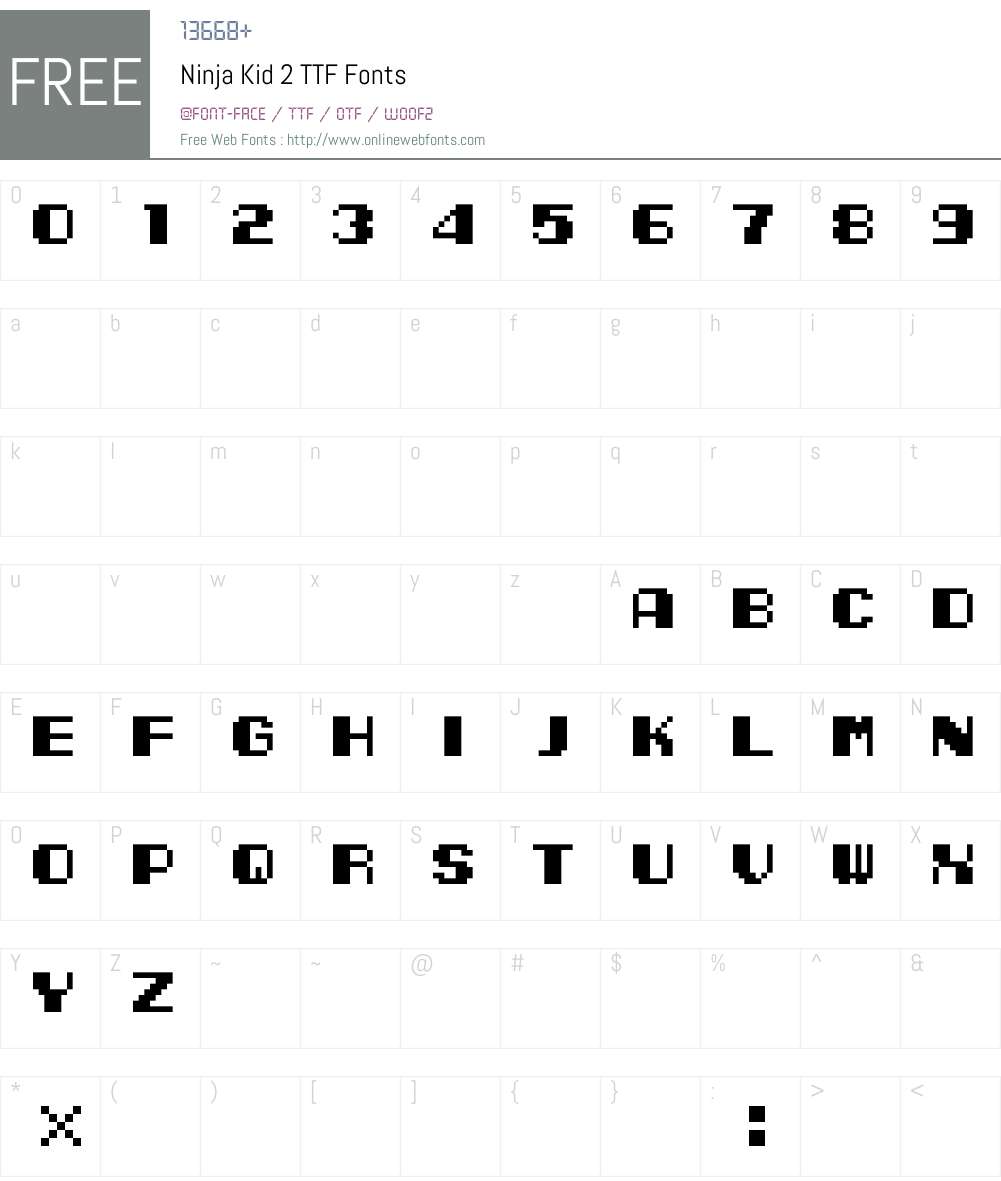 Ninja Kid 2 TTF Font Screenshots