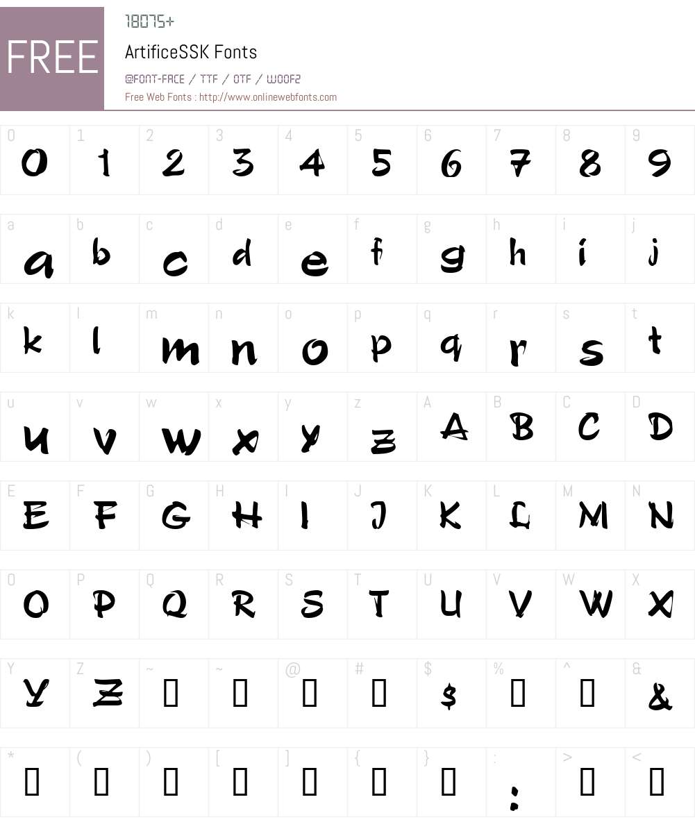 ArtificeSSK Font Screenshots