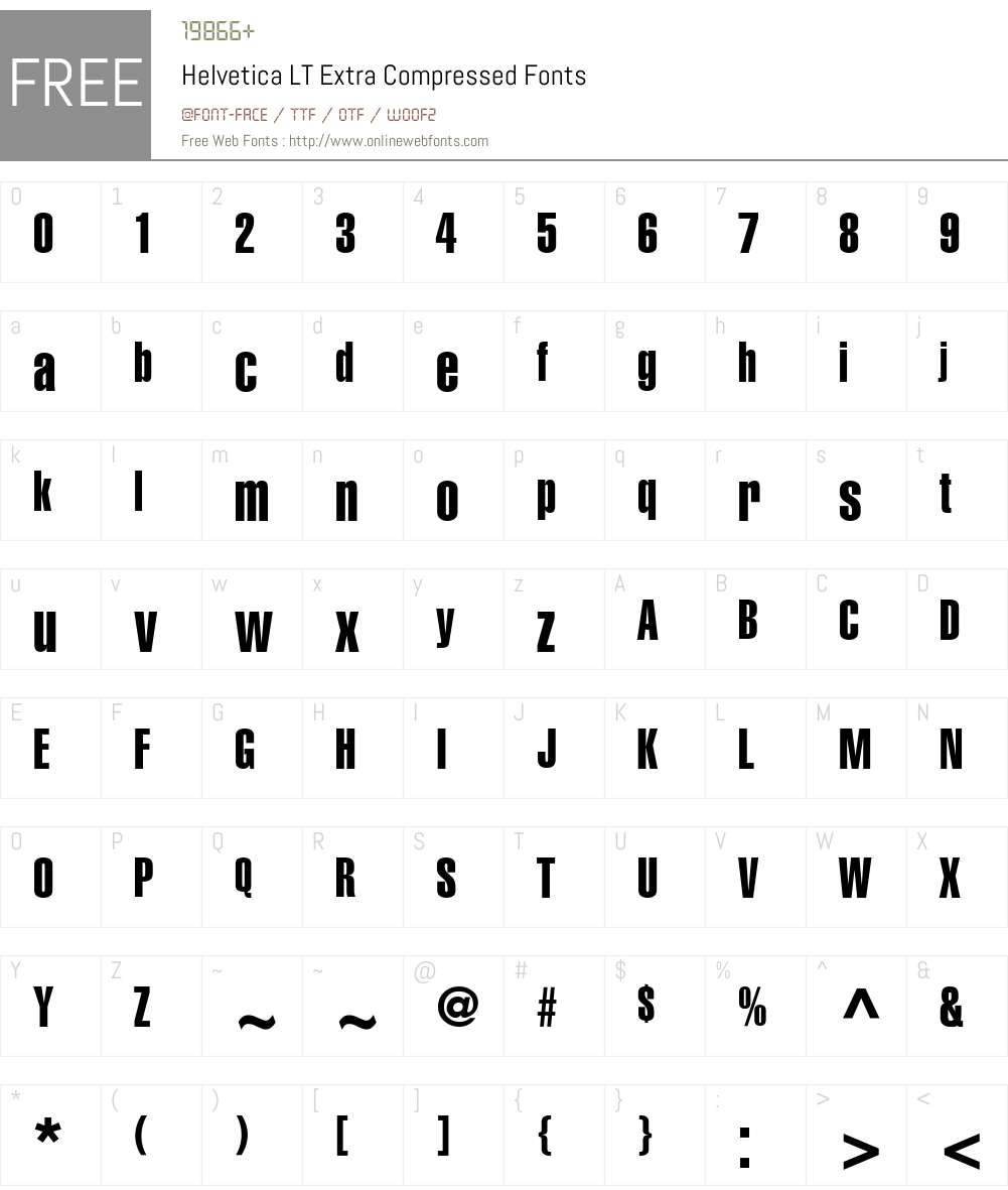 Helvetica LT ExtraCompressed Font Screenshots