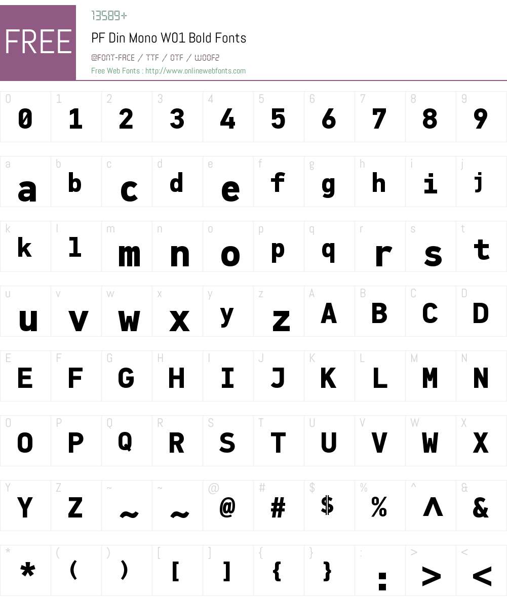 PFDinMonoW01-Bold Font Screenshots