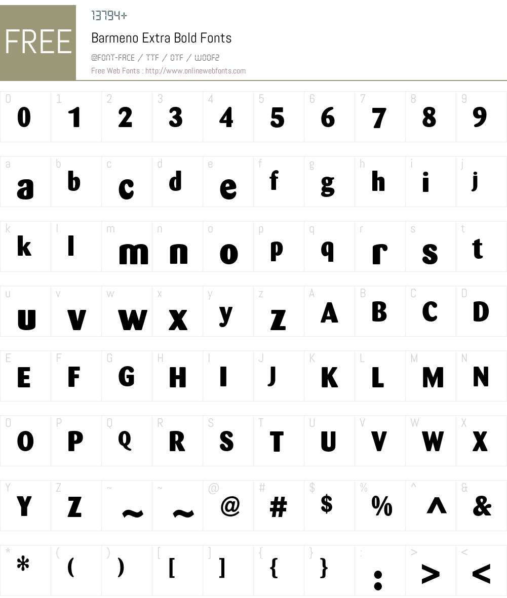 Barmeno Font Screenshots