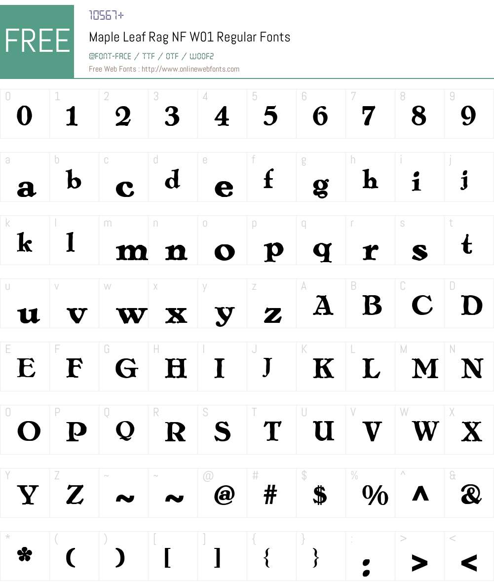 MapleLeafRagNFW01-Regular Font Screenshots