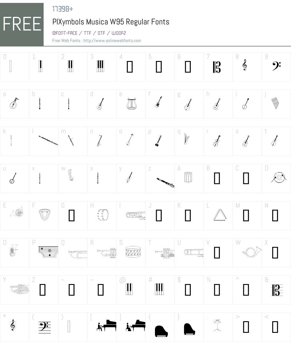PIXymbolsMusicaW95-Regular Font Screenshots