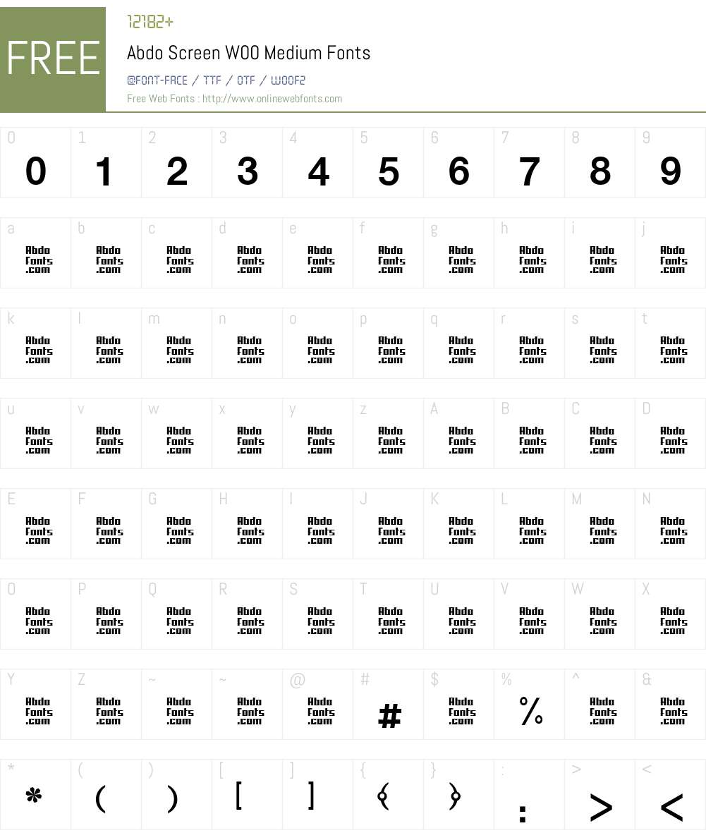 Abdo Screen Font Screenshots