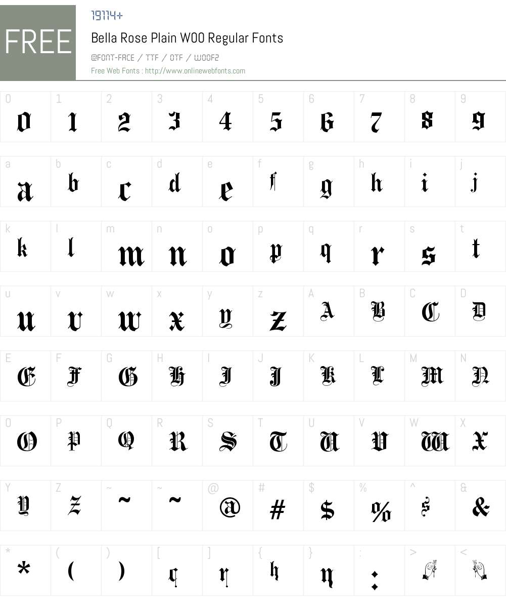 BellaRosePlainW00-Regular Font Screenshots