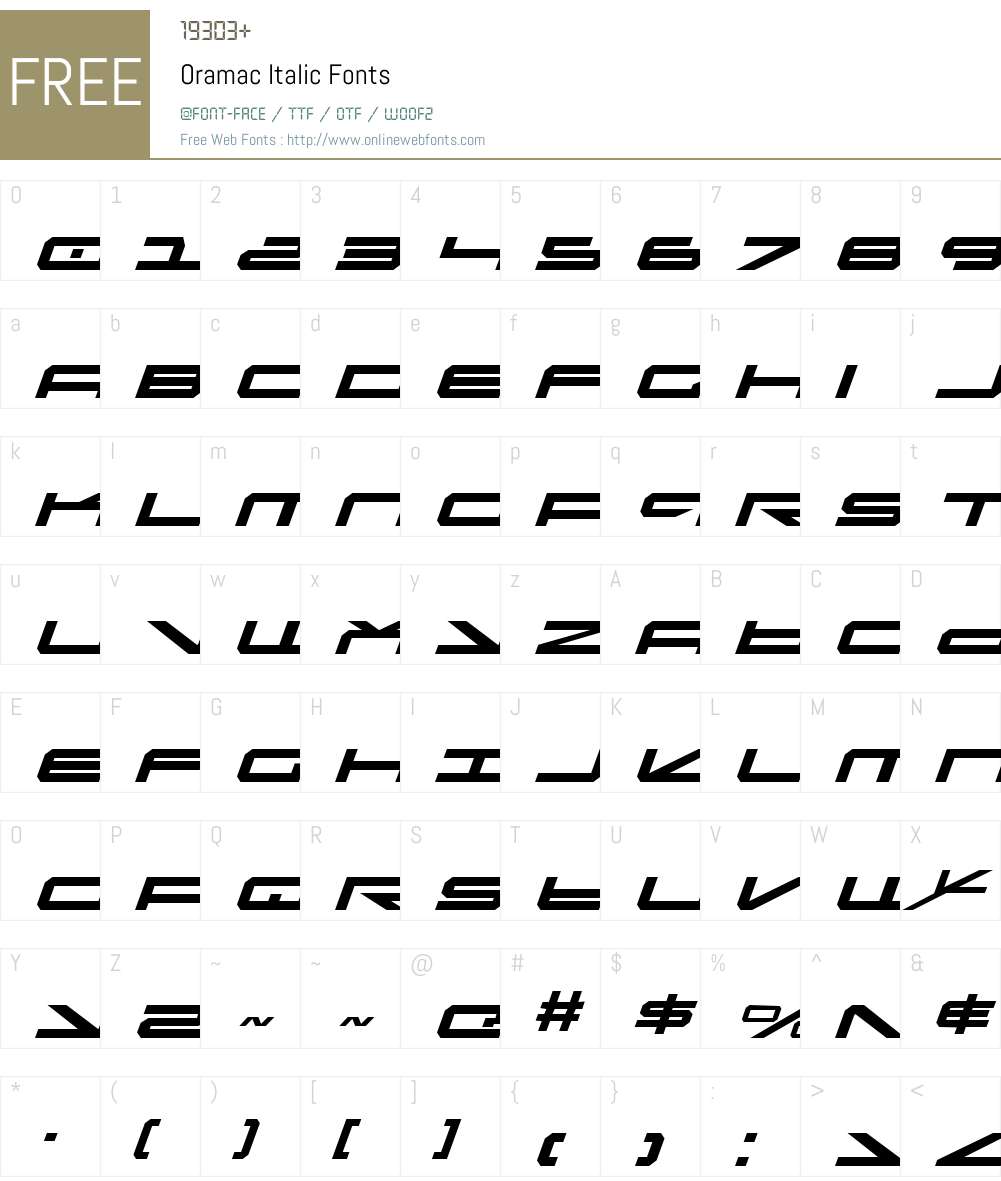 Oramac Italic Font Screenshots