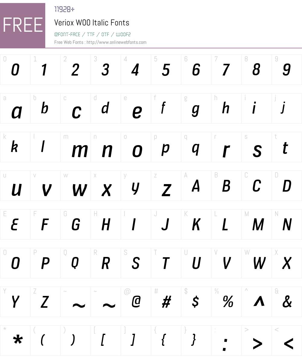 VerioxW00-Italic Font Screenshots