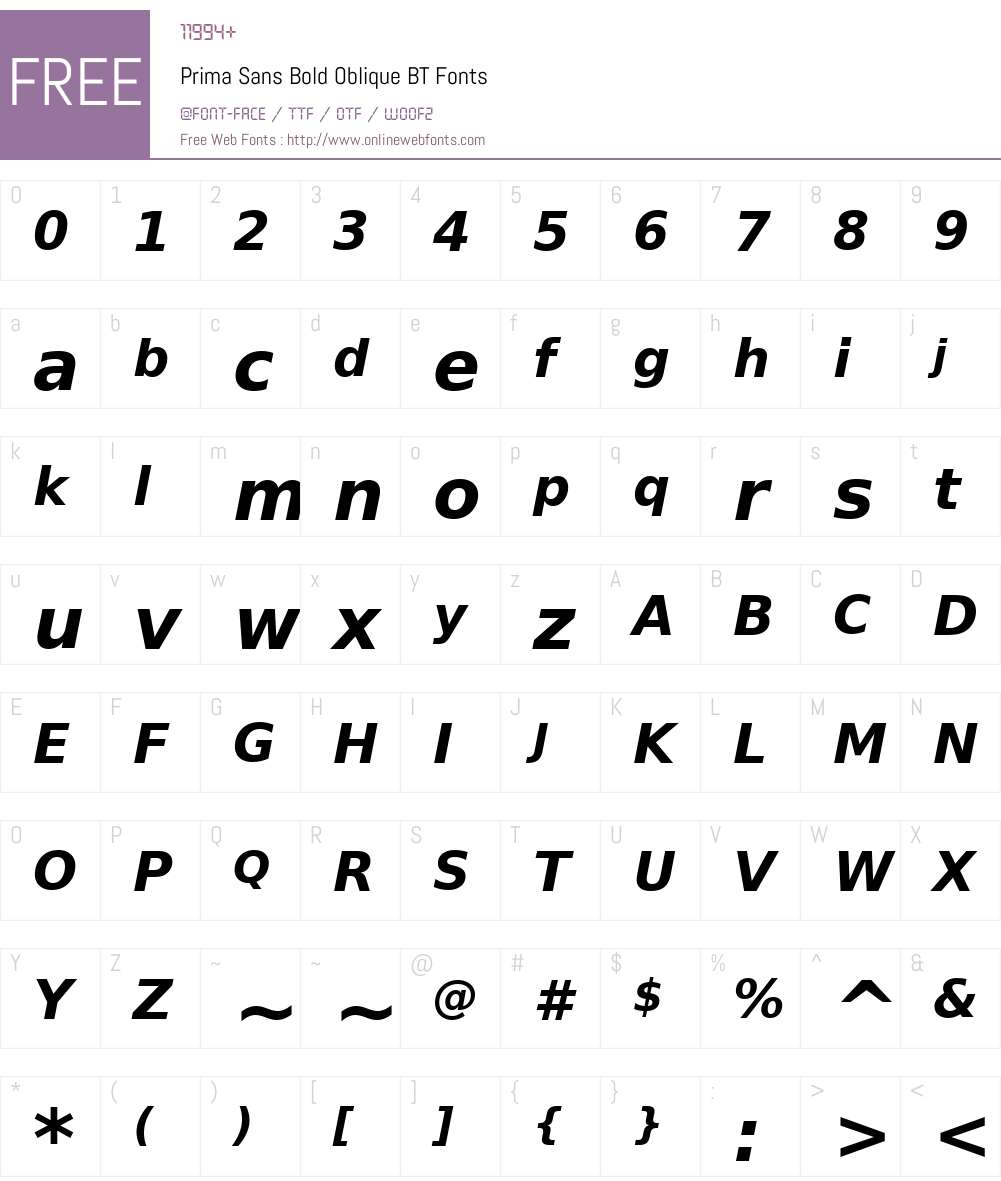 PrimaSans BT Font Screenshots