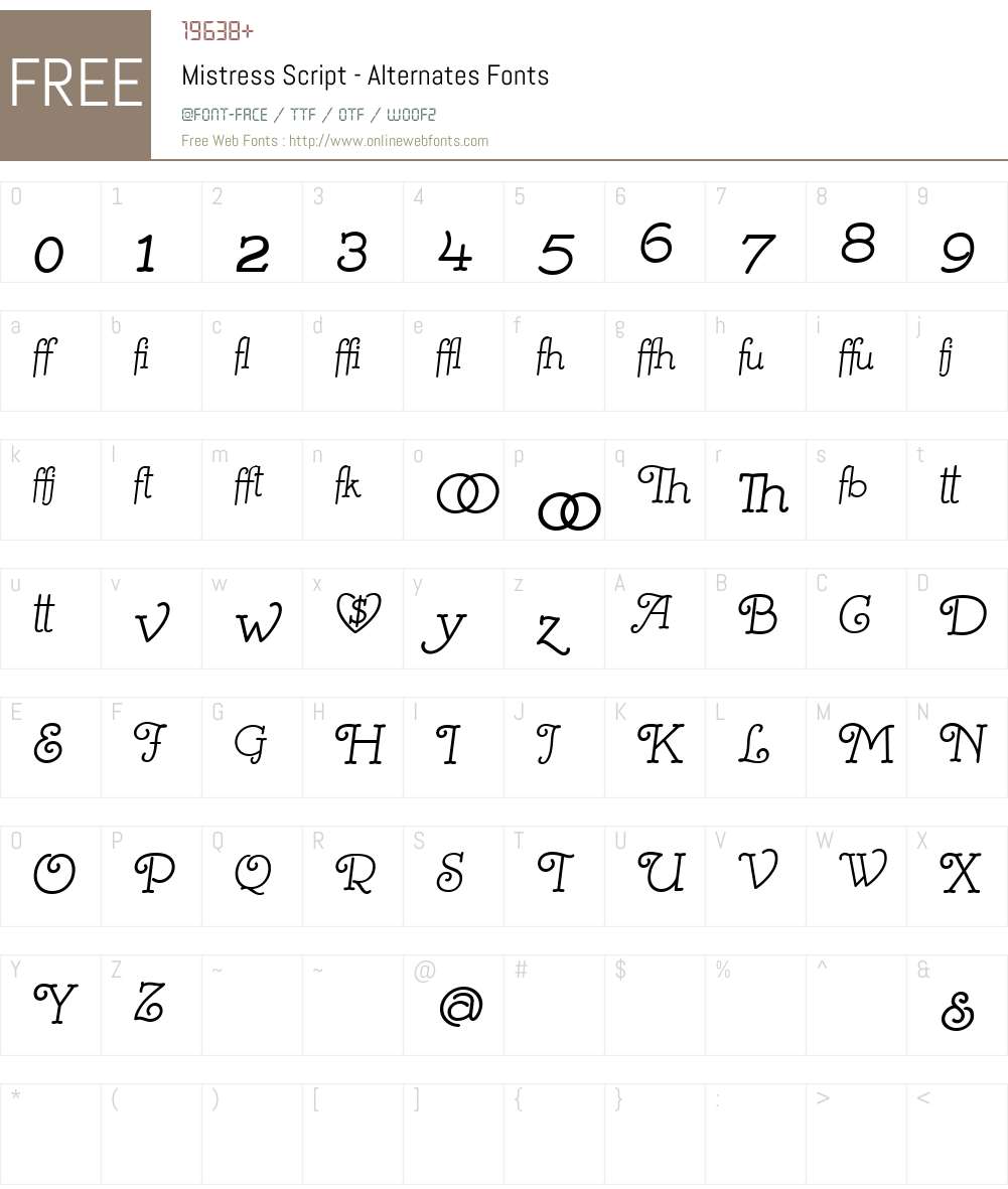 Mistress Script - Alternates Font Screenshots