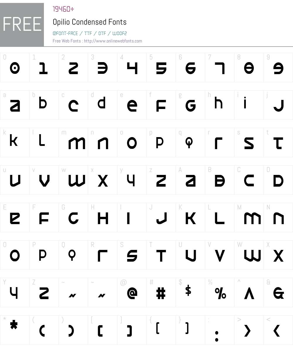 Opilio Condensed Font Screenshots