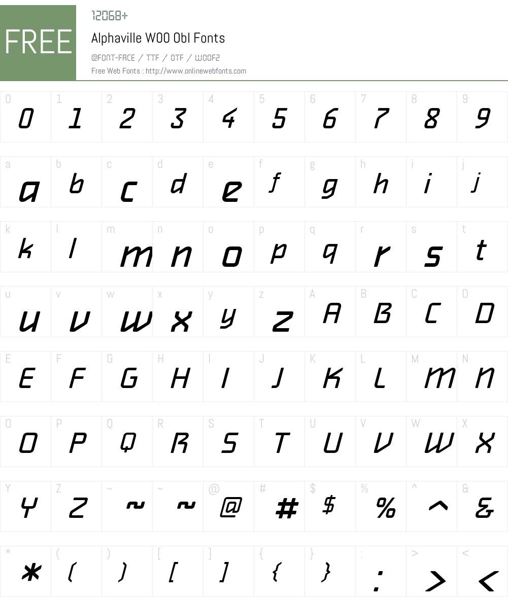 AlphavilleW00-Obl Font Screenshots