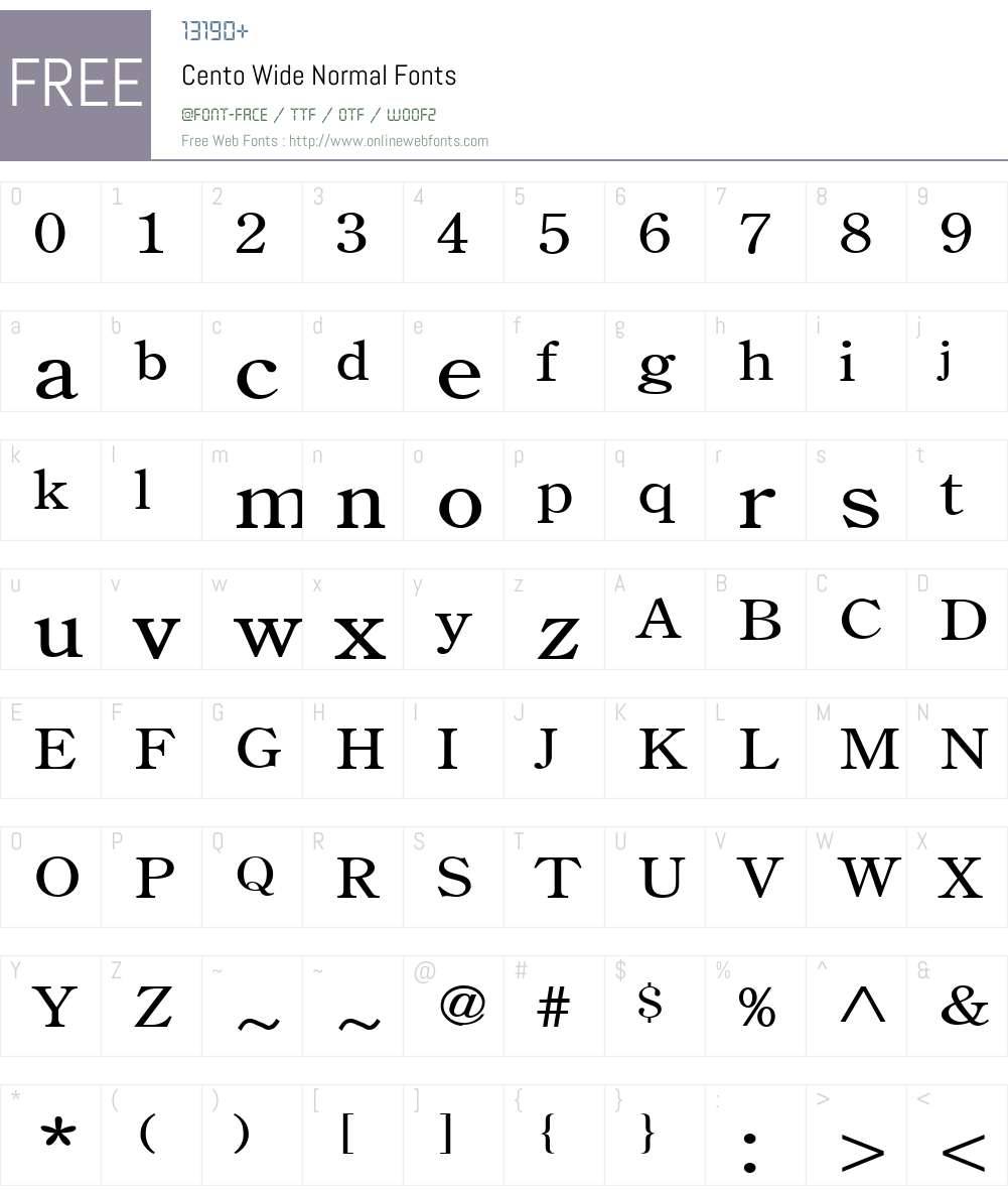 Cento Wide Font Screenshots