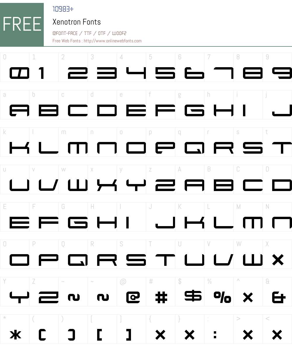 Xenotron Font Screenshots