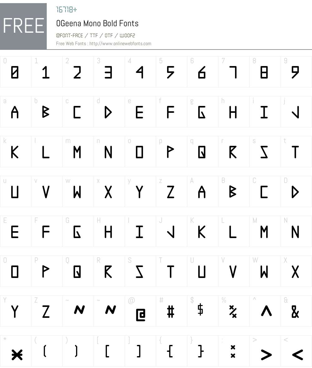 0GeenaMono-Bold Font Screenshots
