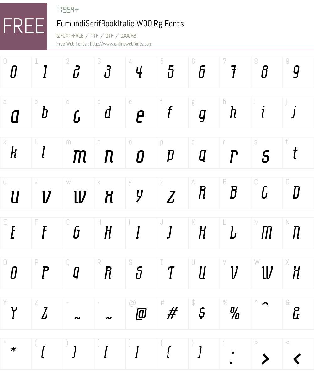 EumundiSerifBookItalicW00 Font Screenshots