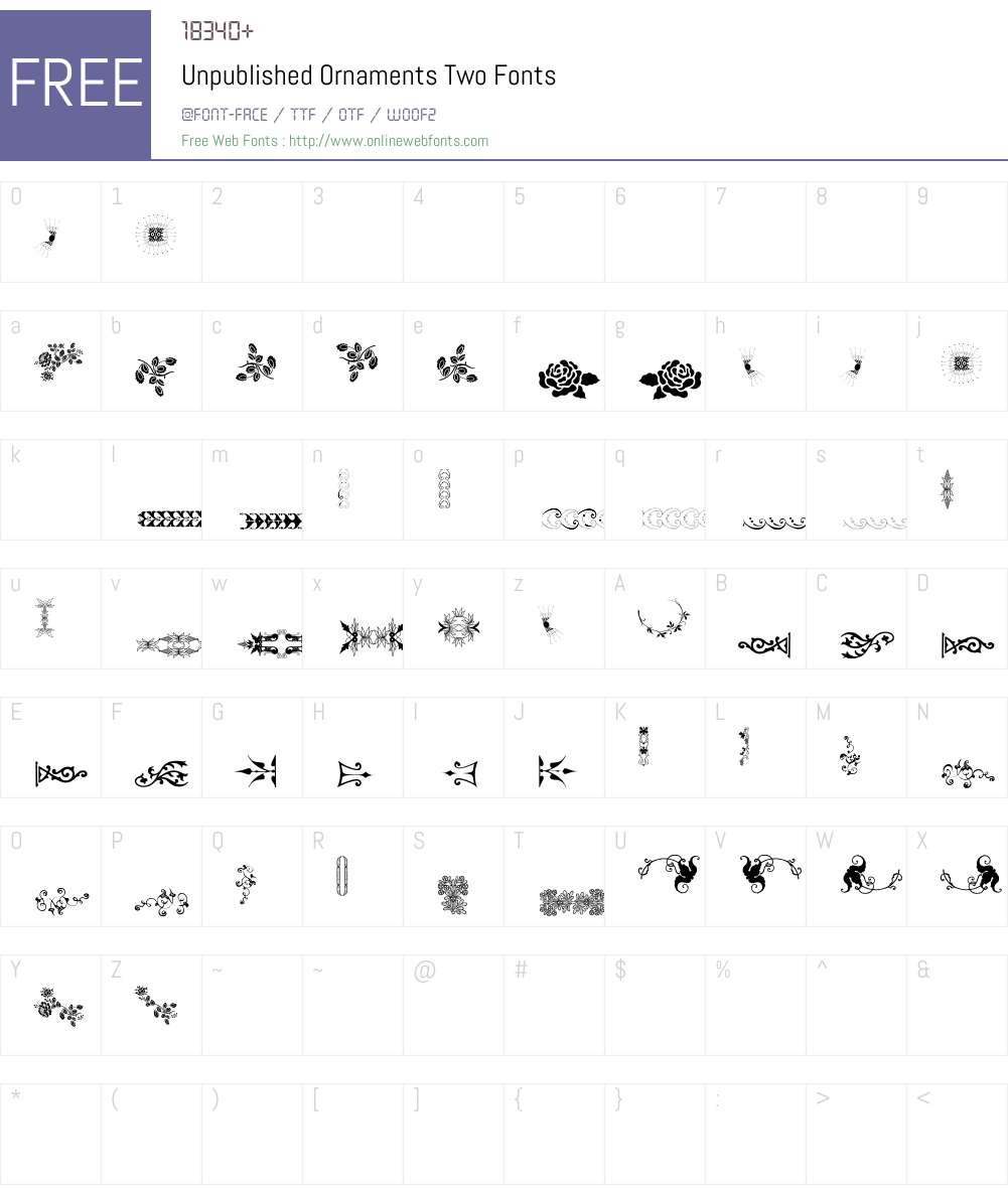 Unpublished Ornaments Two Font Screenshots