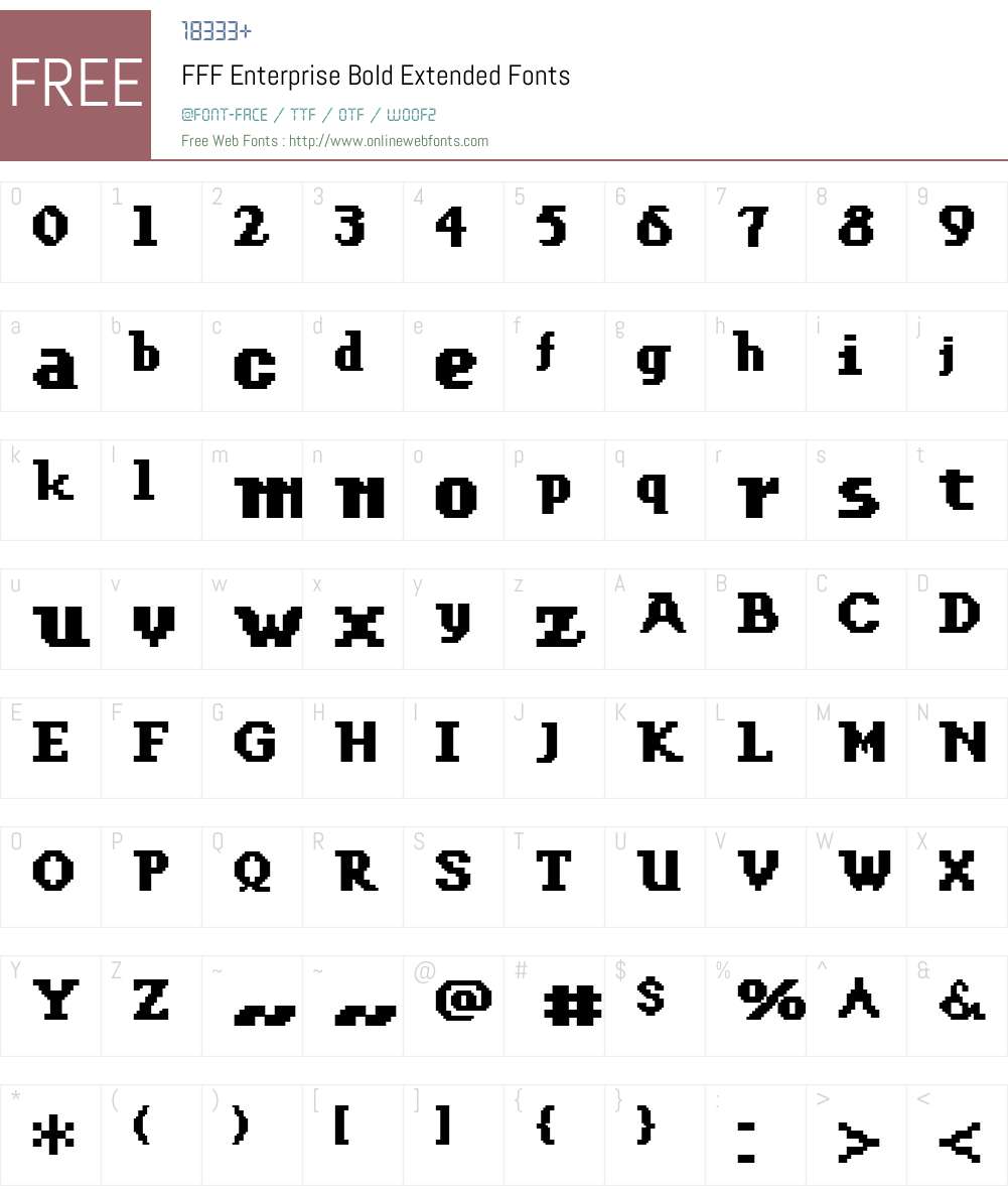FFF Enterprise Bold Extended Font Screenshots
