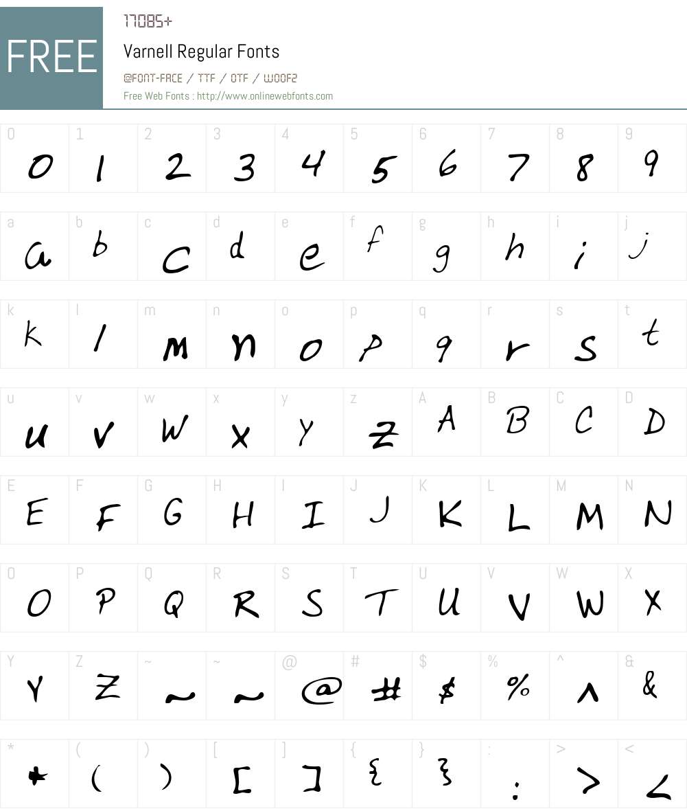 Varnell Font Screenshots