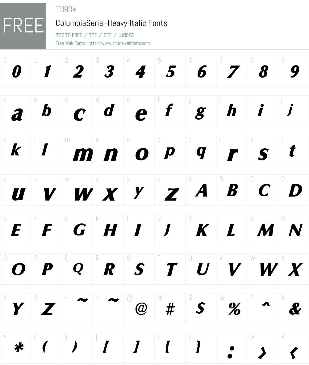 ColumbiaSerial-Heavy Font Screenshots