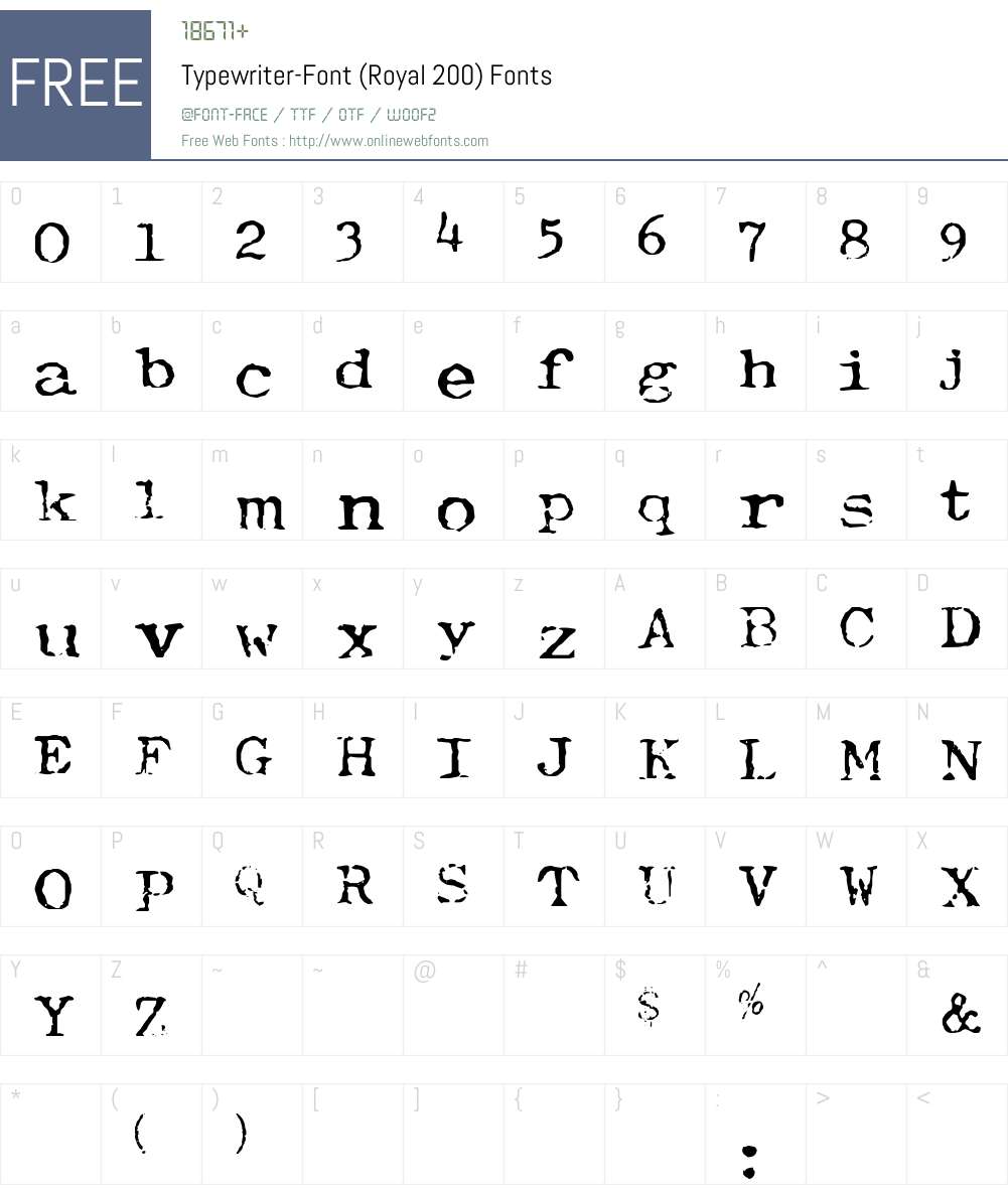 Typewriter-Font (Royal 200) Font Screenshots
