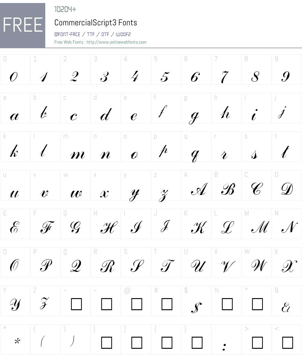 CommercialScript3 Font Screenshots