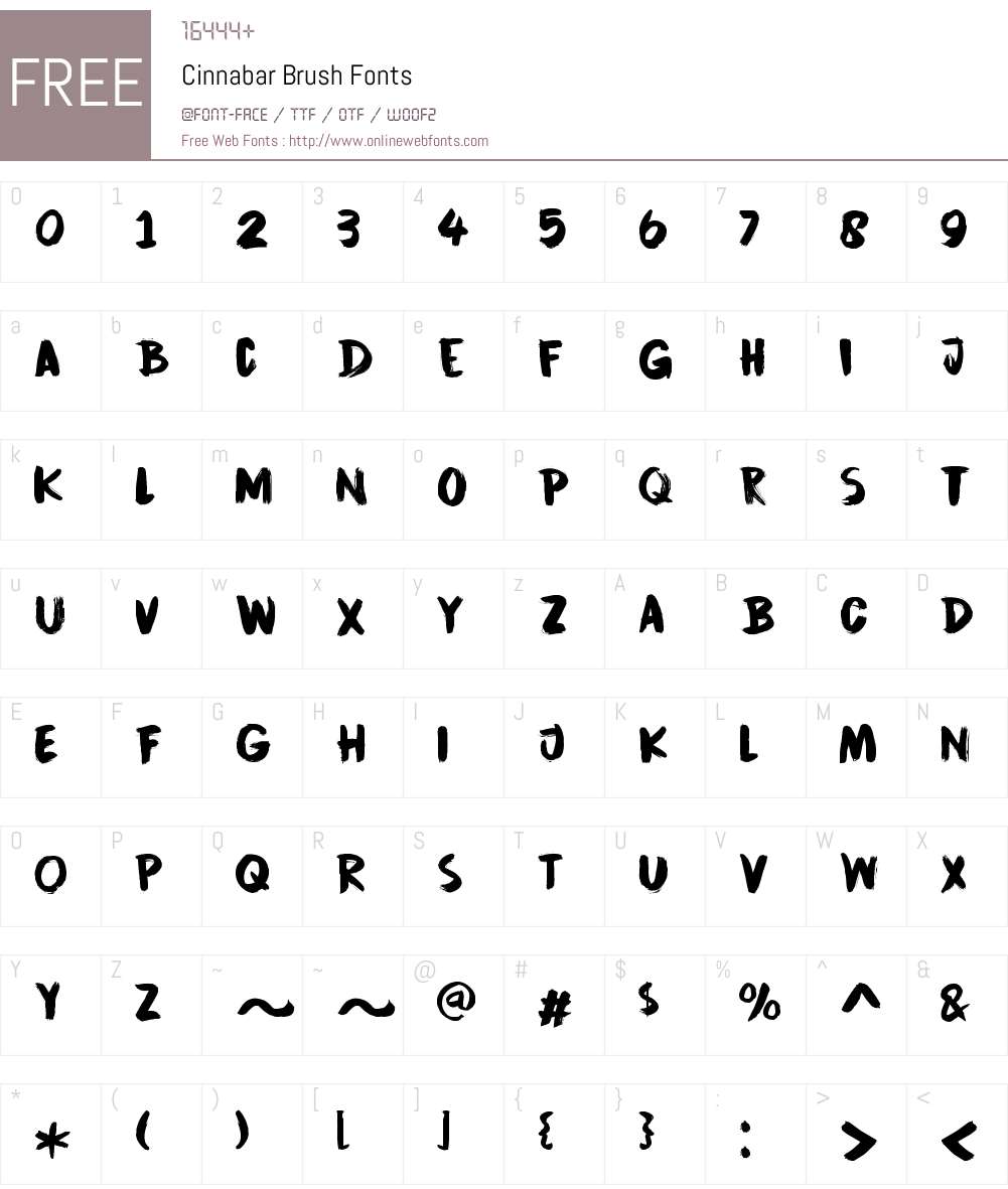 CinnabarBrush Font Screenshots