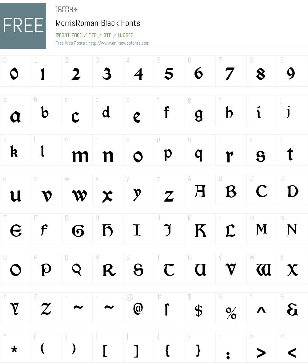 Morris Roman Font Screenshots