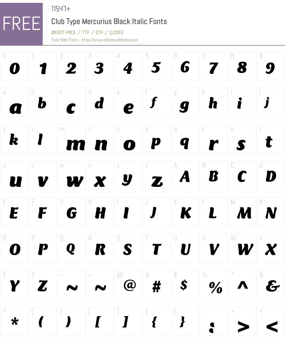 Club Type Mercurius Font Screenshots