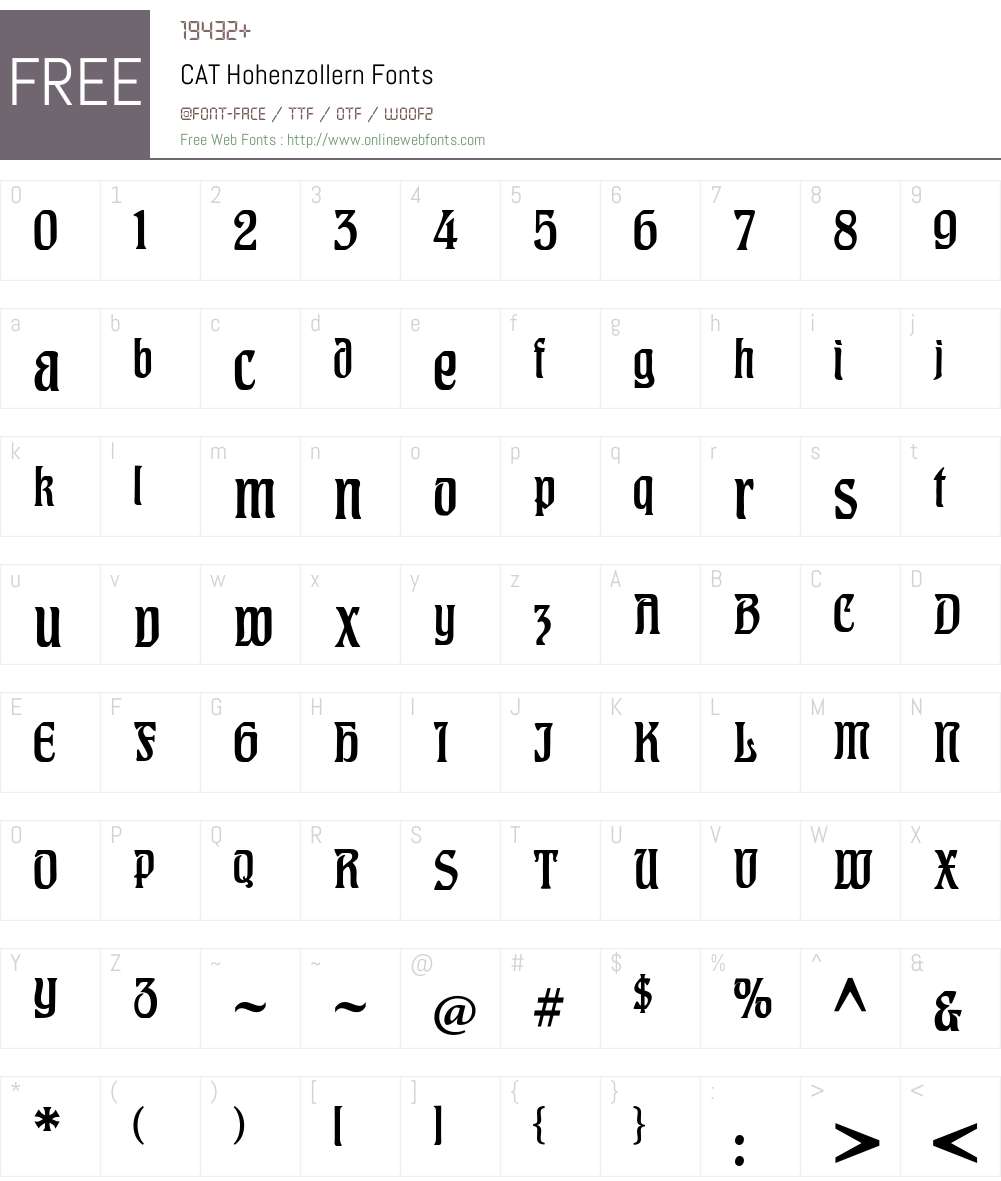 CAT Hohenzollern Font Screenshots