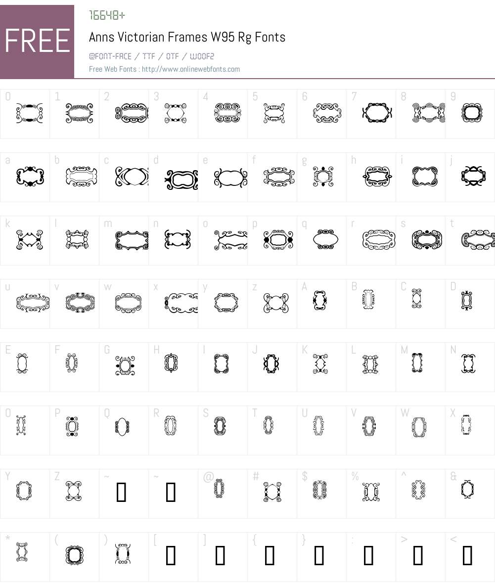 Ann's Victorian Frames Font Screenshots