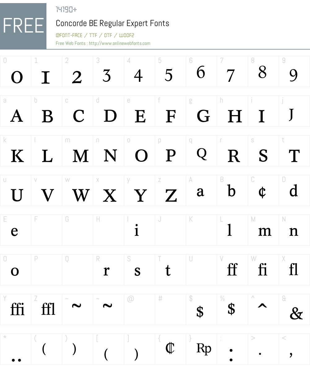 Concorde BE Font Screenshots