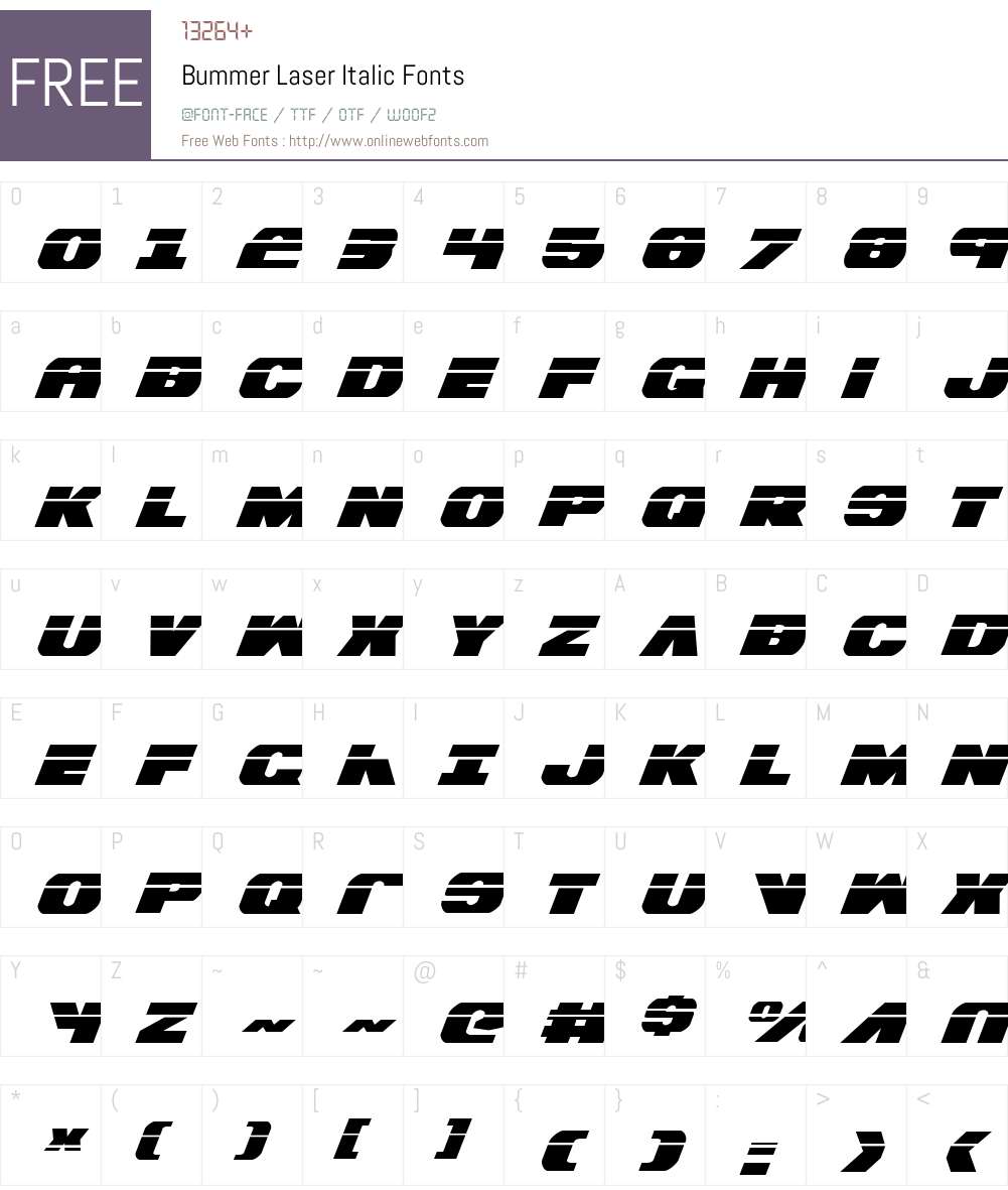 Bummer Laser Italic Font Screenshots