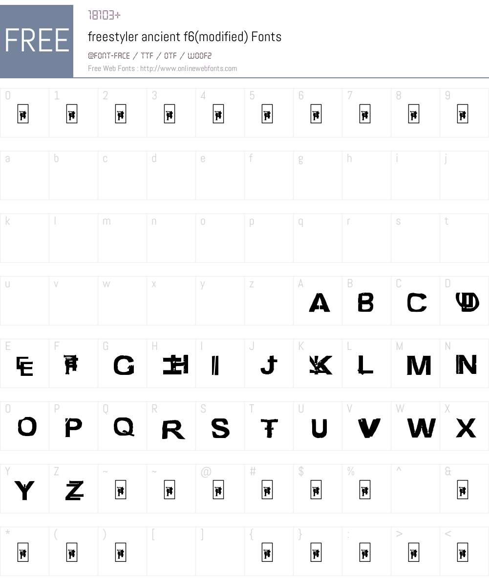 freestyler ancient f6(modified) Font Screenshots