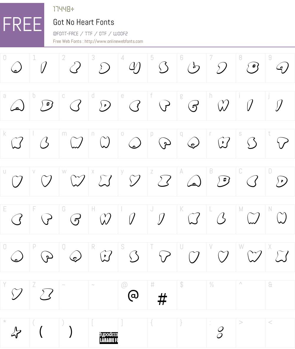 Got No Heart Font Screenshots