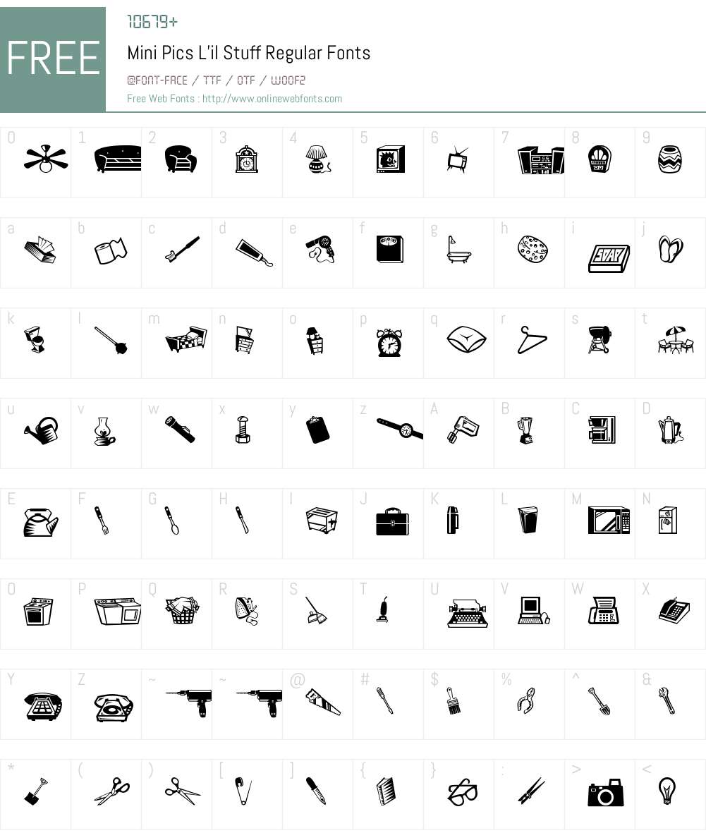 Mini Pics L'il Stuff Font Screenshots