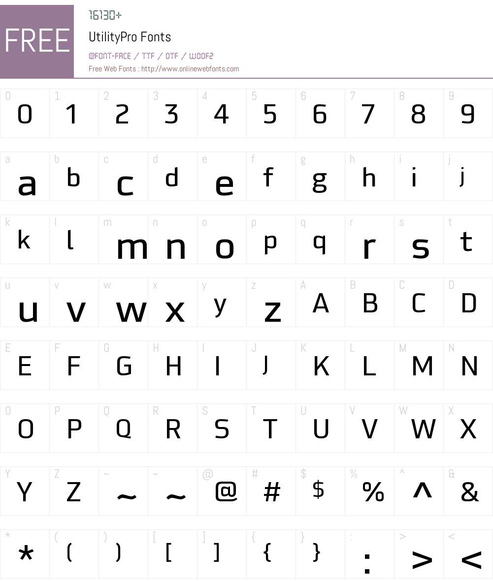 UtilityPro Font Screenshots