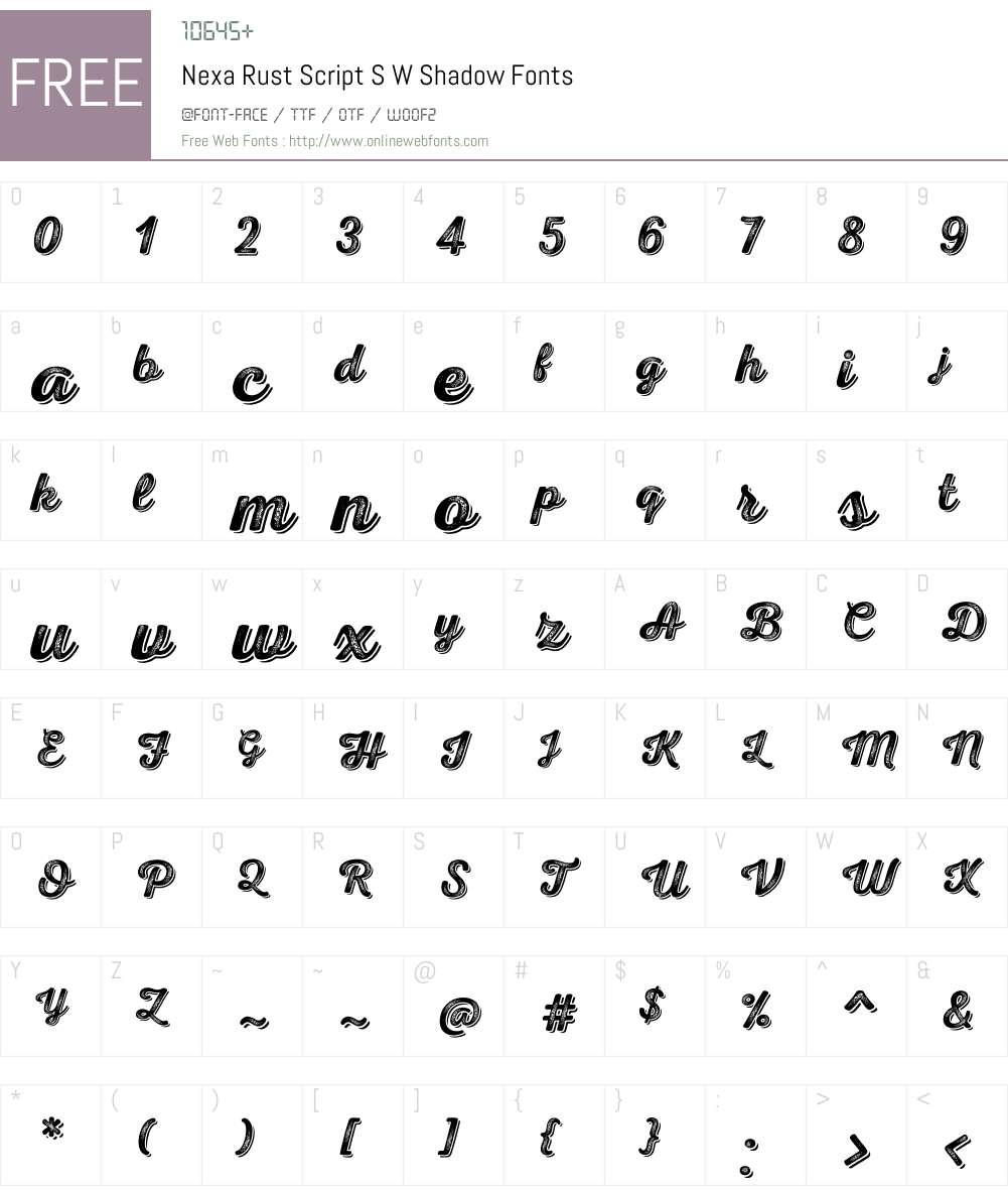 NexaRustScriptSW-Shadow Font Screenshots