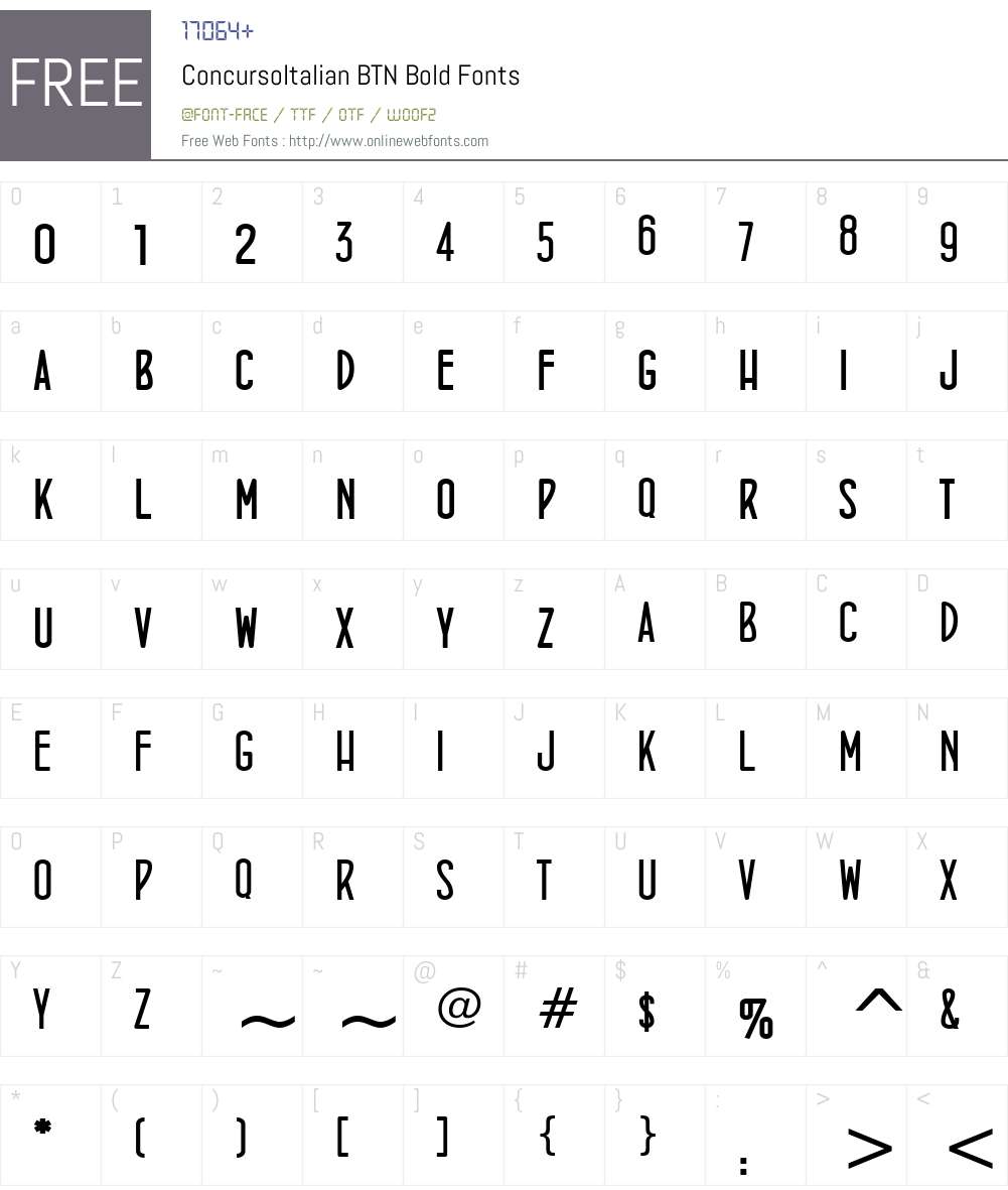 ConcursoItalian BTN Font Screenshots