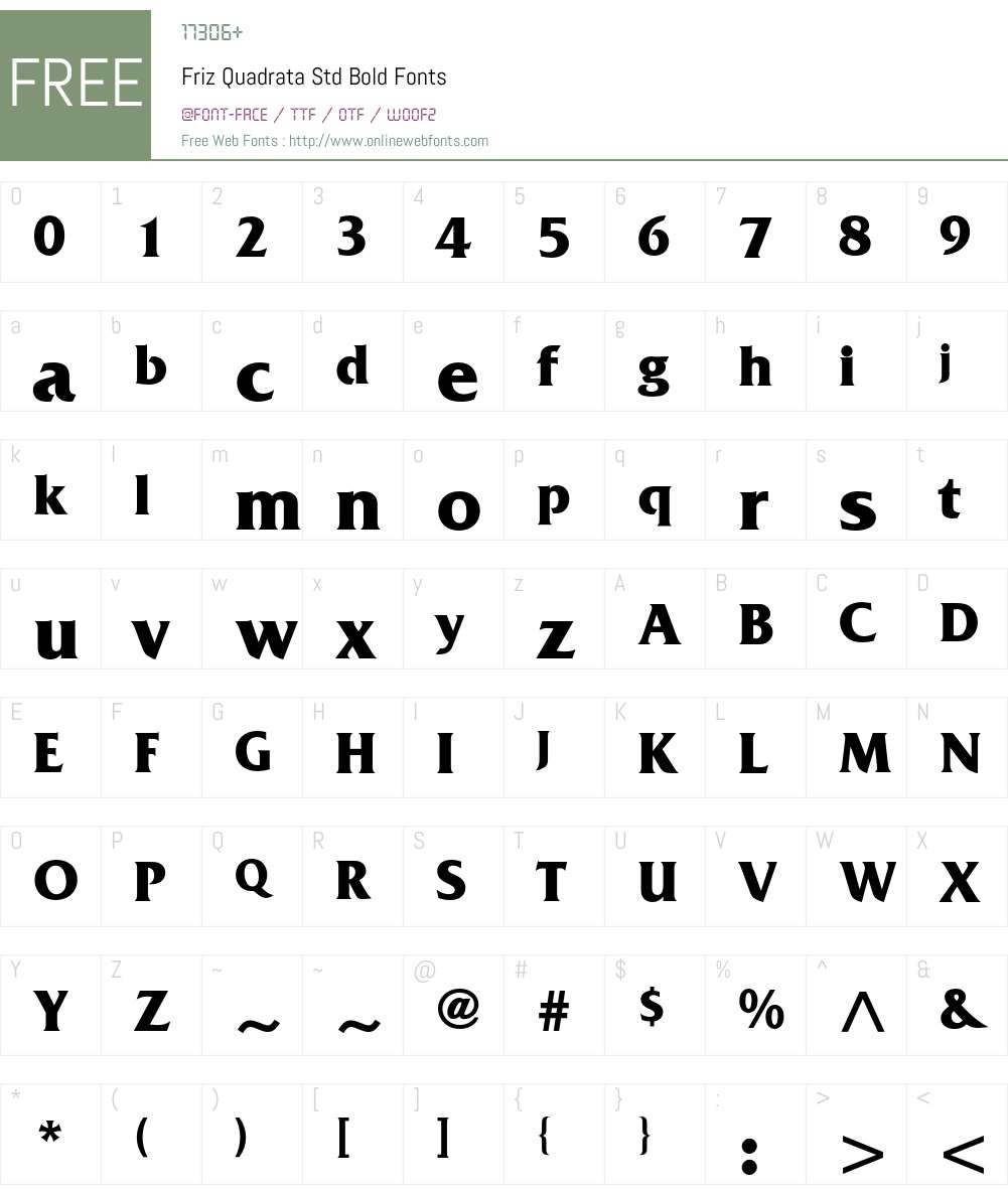 Friz Quadrata Std Font Screenshots
